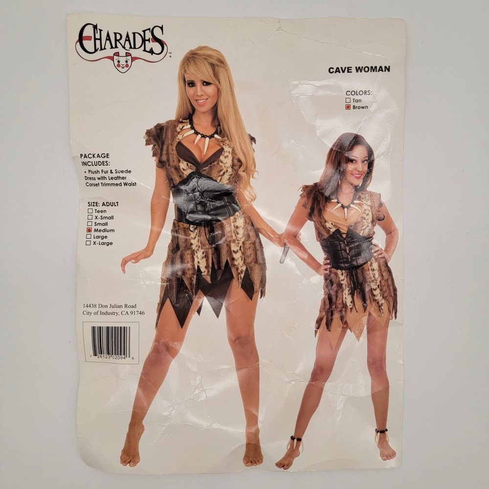 Cave Woman Babe Cutie Costume Dress & Corset Cheetah Leopard Flintstones Sz M